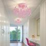 Q&S Mini Chandelier Crystal,Pink Chandelier, Small Crystal Ceiling Light Fixture Bedroom Bathroom Closet,3 Lights G9 W12''