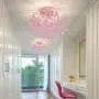 Q&S Mini Chandelier Crystal,Pink Chandelier, Small Crystal Ceiling Light Fixture Bedroom Bathroom Closet,3 Lights G9 W12''