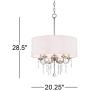 Georgiana Brushed Nickel Pendant Chandelier 20 1/4'' Wide Modern Clear Crystal Off White Drum Shade 5-Light Fixture Dining Room House Island Entryway Bedroom Living Room - Possini Euro Design