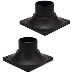 LIT-PaTH Outdoor Post Light Mounting Base, Pier Mount Base, 2-Pack (Black)