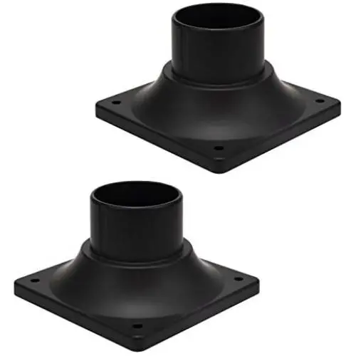 LIT-PaTH Outdoor Post Light Mounting Base, Pier Mount Base, 2-Pack (Black)
