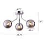 Chandelier Ceiling Mounted Lights Smoked Glass Globe G9 Bulb for Living Room(Chrome, 3-Light)