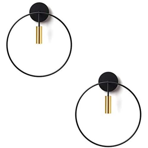 BOKT Modern Wall Light Fixture Mid Century Wall Sconces Metal Circular Wall Mount Light Vanity Light for Living Room, Bathroom, Hallway, 2 Pack( Large Gold)