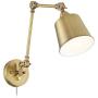 Mendes Modern Swing Arm Wall Lamps Set of 2 Antique Brass Plug-in Light Fixture Adjustable Up Down Metal Shade for Bedroom Bedside Living Room Reading - 360 Lighting