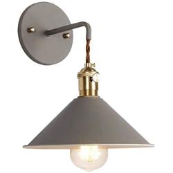 iYoee Wall Sconce Lamps Lighting Fixture with on Off Switch,Gray Macaron Wall lamp E26 Edison Copper lamp Holder with Frosted Paint Body Bedside lamp Bathroom Vanity Lights