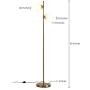 Tangkula Mid Century Globe Floor Lamp with 2 LED Bulbs for Living Room, Frosted Glass Lamp with Foot Switch, Modern Tall Pole Standing Light for Home Office, Indoor Sphere Floor Lamp (Antique Brass)