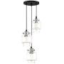 MOTINI 3 Light Cluster Pendant Lighting for Kitchen Island, Black and Brushed Nickel with Clear Glass, Dining Room Lighting Fixture Hanging Chandelier