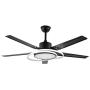 48 Inch Modern Minimalist Fan Chandelier with Remote Control Dimmable Black 5 Iron Fan Leaf Tricolor Dimming Ceiling Lamp Fixture Kitchen Dining Room Living Room Lighting Fixtures