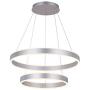 ROYAL PEARL Modern Foyer Pendant Light Dimmable LED Circular Chandelier with 2 Rings Adjustable Hanging Pendant Lighting for Living Dining Room Bedroom Silver Lamp,Silver