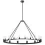 Sonoro Large 48 inch 16 Light Round Dining Room Industrial Chandelier | Black Rustic Kitchen Island Light Fixtures with LED Bulbs LL-CH5-48-5BLK