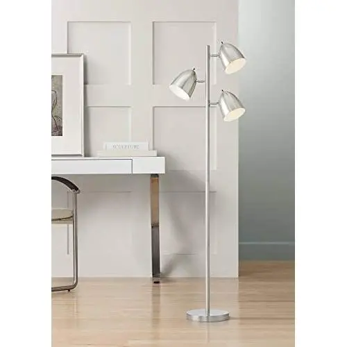 Aaron Modern Retro Floor Lamp 3-Light Tree Brushed Nickel Swivel Heads for Living Room Reading Bedroom Office - 360 Lighting Aaron Modern Retro Floor Lamp 3-Light Tree Brushed Nickel Swivel Heads for Living Room Reading Bedroom Office - 360 Lighting