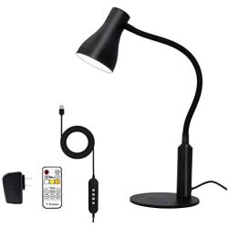 CeSunlight LED Desk Lamp, 3 Lighting Modes and 6 Brightness Levels, 10W Flexible Gooseneck Table Lamp for Living Room and Study, Remote Control with Timing Function, AC Adapter Included (Black)