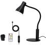 CeSunlight LED Desk Lamp, 3 Lighting Modes and 6 Brightness Levels, 10W Flexible Gooseneck Table Lamp for Living Room and Study, Remote Control with Timing Function, AC Adapter Included (Black)