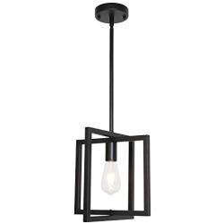 ELUZE One Light Mini Pendant Lighting , Modern Chandeliers Black Finish Foyer Light Adjustable Height，Dining Room Lighting Fixtures Hanging，Living Room Light，Kitchen Light