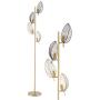 WOXXX Industrial Gold Floor Lamp with 4 Brush Black Finish Leaf Shade, Modern Tree Floor Lamps for Living Room Bedrooms Reading Standing Lamp Living Room Lamps Farmhouse Tall Lamp (4 Bulbs Included)