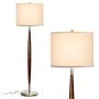 Brightech Lucas - Mid Century Modern Floor Lamp for Bedroom Reading - Brighten Living Room Corners with A Free Standing Light - Tall Office Lighting with Drum Shade & Handsome Wood Finish