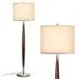 Brightech Lucas - Mid Century Modern Floor Lamp for Bedroom Reading - Brighten Living Room Corners with A Free Standing Light - Tall Office Lighting with Drum Shade & Handsome Wood Finish