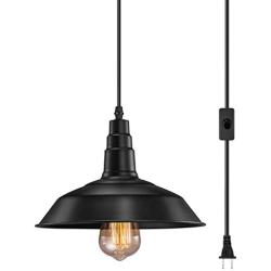 FadimiKoo Plug in Pendant Light E26 E27 Industrial Hanging Pendant Lights Vintage Hanging Light Fixture with 13.12ft Cord On/Off Switch 1 Pack