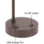 XiNBEi Lighting Table Lamp USB Desk Lamp with Fabric Shade, Modern Bedside Iron Lamp Dark Bronze Finish for Bedroom Living Room & Office XB-TL1230-DB