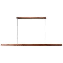 Uniklook Nordic LED Wood Pendant Light Lighting Wooden Long Bar LED Lamp Celling Neutral, White Warm Light - Office Kitchen Island Dining Room Table Bar Loft Suspension Lighting (Black Walnut D)