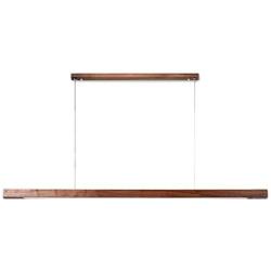 Uniklook Nordic LED Wood Pendant Light Lighting Wooden Long Bar LED Lamp Celling Neutral, White Warm Light - Office Kitchen Island Dining Room Table Bar Loft Suspension Lighting (Black Walnut D)