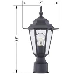 WISBEAM Outdoor Post Light, Pole Lantern, E26 Base 100W Max, Aluminum Housing Plus Glass, Wet Location Rated, ETL Qualified, Bulbs not Included (Black Finish)