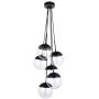 A1A9 Sphere Glass Pendant Lights with 6-Light, Modern Industrial Round Ball Globe Ceiling Light Fitting, E26 LED Chandelier Lamp Fixture for Kitchen Island, Bar, Dining Room, Counter, Cafe (Black)