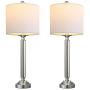 OYEARS Crystal Table Lamp Set of 2 for Living Room Bedroom 27.75“ Modern Buffet Table Lamps for Dining Room with Fabric Drum Shade White