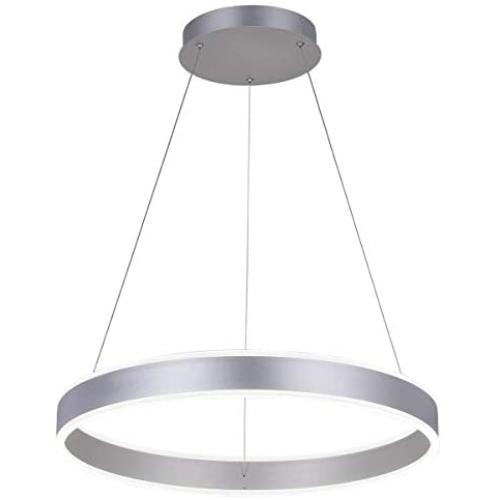 ROYAL PEARL Modern Foyer Pendant Light Dimmable 6460lm 76W LED Chandelier Adjustable Hanging Pendant Lighting for Living Dining Room Bedroom, 6000K, Silver