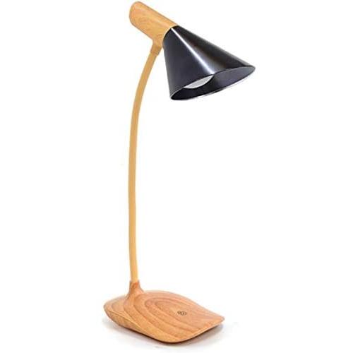 AFORTLO Battery Powered Operated Desk Lamp Light, Rechargeable Table Lamp,Nordic 3-Level Brightness Dimmable,Touch Control Dimmer,Cordless Lamp for Bed Reading,Studying,Office(Black or Silver)(Black)