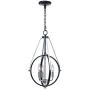 MOTINI Modern Orb Chandelier Rustic Foyer Light Fixture Metal Sphere Pendant Light for Entryway Kitchen Dining Room Hanging Lighting Fixtures, Black and Chrome, 21''x13.5''x13.5''