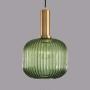 LITFAD Modern Ribbed Glass Geometric Hanging Light Simplicity Single Light Ceiling Light in Brass Finish Pendant Light Fixture for Hallway Warehouse Bar Coffee Shop Living Rooms Bedrooms - B Green