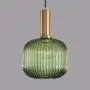 LITFAD Modern Ribbed Glass Geometric Hanging Light Simplicity Single Light Ceiling Light in Brass Finish Pendant Light Fixture for Hallway Warehouse Bar Coffee Shop Living Rooms Bedrooms - B Green