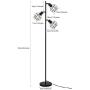 Stepeak Adjustable Task Floor Lamp,Metal Cage 3 Arm Tree Floor Light for Uplight or Downlight, Industrial Sofa Reading Lamp for Living Room Bedroom Office, 64 Inches Bright Corner Lamp,Step-on Switch