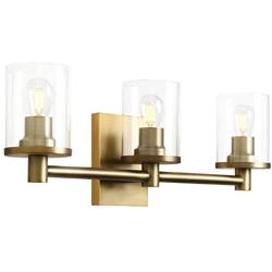 Pathson 3 Light Wall Light, Vintage Bathroom Vanity Light, Industrial Indoor Wall Sconce with Clear Glass Shade, Wall Mount Light Fixtures for Bathroom Kitchen Living Room (Antique)