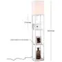 Brightech Maxwell Charger - Shelf Floor Lamp with USB Charging Ports & Electric Outlet - Tall & Narrow Tower Nightstand for Bedroom - Modern, Asian End Table with Light Attached - White