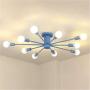 RUNNUP Contemporary Colorful Nordic Semi-Flush Mount Sputnik Ceiling Light 10 Lights Chandelier Light Metal Suspension Light for Kitchen Living Room Dining Room,Blue RUNNUP Contemporary Colorful Nordic Semi-Flush Mount Sputnik Ceiling Light 10 Lights Chandelier Light Metal Suspension Light for Kitchen Living Room Dining Room,Blue