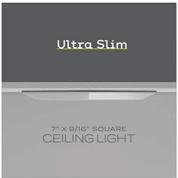 Ultra Slim 7 Inch LED Ceiling Light Fixture | Square Surface Mount 1100LM Dimmable Lighting for Kitchen, Bathroom, Bedroom, Closet, Porch | Luxurious ETL Flush Mount Light | White Finish / 4000K