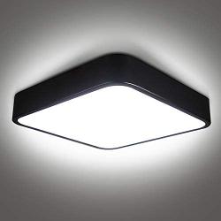 bedee 24W LED Ceiling Light Flush Mount, 12 inch Light Fixture Black, Modern Square Ceiling Lamp for Kitchen, Hallway, Bathroom, Office, Stairwell, 6500K, 1800 Lumens, 80 Ra+, Daylight White