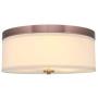 Kira Home Walker 15'' Mid-Century Modern 3-Light Flush Mount Ceiling Light, Cream Fabric Shade + Round Glass Diffuser, Copper Bronze Finish