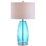 JONATHAN Y JYL4009B Juliette 26.5'' Glass/Metal LED Lamp Contemporary,Transitional,Coastal for Bedroom, Living Room, Office, College Dorm, Coffee Table, Bookcase, Moroccan Blue