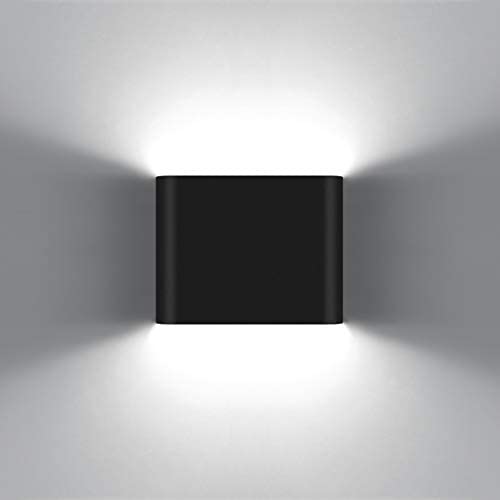 KAWELL Modern Wall Lamp Outdoor Indoor Wall Sconce, 6W Waterproof Up Down Led Wall Lights Wall Mount Lighting Fixture for Porch Corridor Bedroom Bathroom Hallway, Black 6000K
