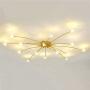 Modern Sputnik Firework Chandelier 12 Light Mid Century G4 Molecule Ceiling Light Fixtures for Store Home Dining Room Ceiling Lamp-Golden 12 Light