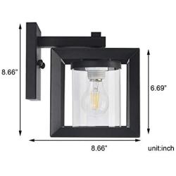 TENGXIN Outdoor Wall Sconce,Wall Lantern,Proch Light,Black Finished with Glass Shade ,UL Listed,Suitable for Garden & Patio Lights (2-Pack Clear Glass)