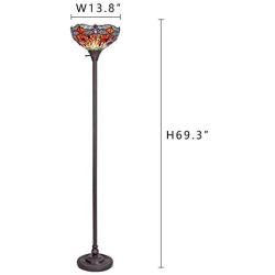 Capulina Hand-Crafted Tiffany Dragonfly Floor Pole Lamp Lights, Tiffany Floor Lamps for Reading, Tiffany Style Lamp, Stained Glass Floor Pole Lamps, Stained Glass Floor Lamp W14''