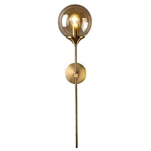 BOKT Glass Globe Mid Century Wall Sconce Wall Light Fixture Bedroom Lighting Nordic Living Room Background Wall Lamp Mirror Headlights(Amber)