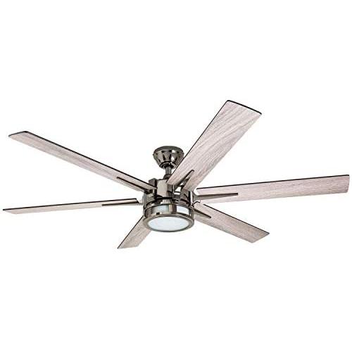 Honeywell Ceiling Fans 51035-01Kaliza Modern LED Ceiling Fan with Remote Control, 6 Blade Large 56'', Gun Metal 52''