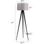 Modernluci Modern Tripod Floor Lamp - Tall Standing Tripod Lamp for Office,Bedroom,Living Room - Black Legs with Linen Shade,LED E26 Bulb Included, 59 in Height