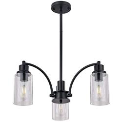 LIGOTFIRE Rustic Chandelier Lighting 3 Light Famhouse Pendant Light Black Celing Hanging Light Fixure Dining Room