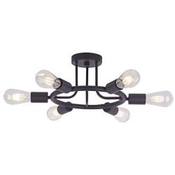 BONLICHT Modern Sputnik Chandelier Lighting 6 Lights Chandelier Oil-Rubbed Bronze Semi Flush Mount Ceiling Light Rustic Starburst Style Ceiling Lamp for Kitchen Dining Room Foyer Hallway